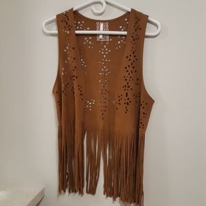 Mauve Fringed Die Cut Vest